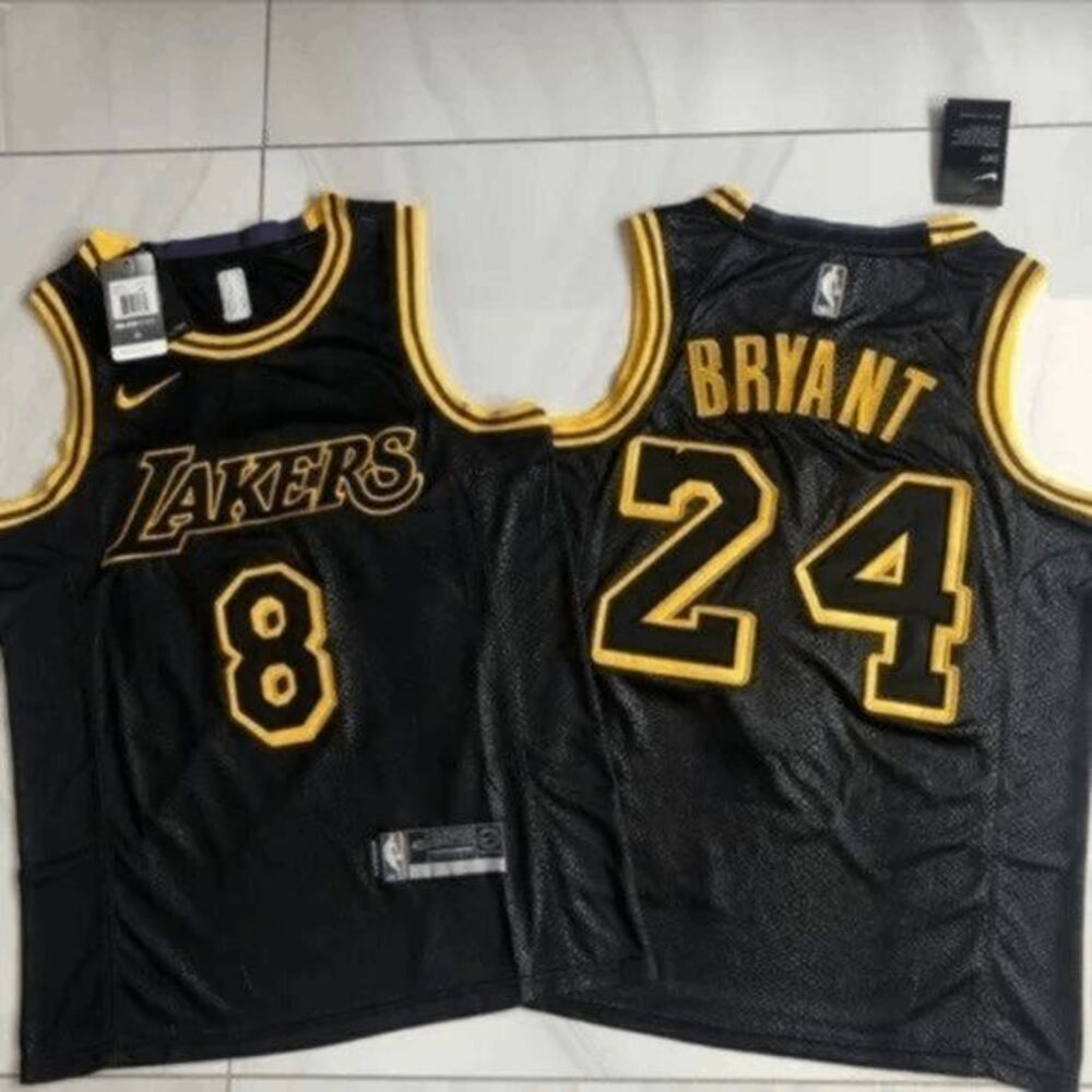 ***Youth Lakers #8 24 Kobe Bryant Black Mamba Jersey***
